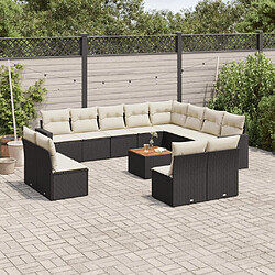 Maison Chic Salon de jardin avec coussins 13 pcs, Ensemble Tables et chaises de jardin, noir résine tressée -GKD217892