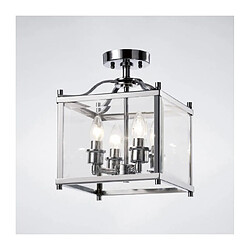 Luminaire Center Semi Plafonnier Aston 4 Ampoules chrome poli/verre