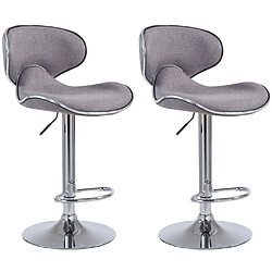 Non Lot de 2 tabourets de bar Las Vegas V2 tissu chrome 