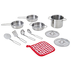 Ensemble d'accessoires de cuisine enfant acier inoxydable Little Chef chrome 11 pièces Teamson Kids TK-M00001