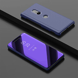 Etui en PU surface miroir avec fenêtre de vue bleu foncé pour votre Sony Xperia XZ3 