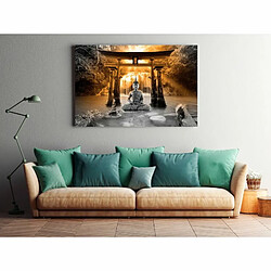 Paris Prix Tableau Imprimé Buddha Smile Wide Orange 60 x 90 cm