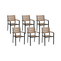 Beliani Lot de 6 chaises Bois d'ingénierie Bois clair/Noir VERNIO