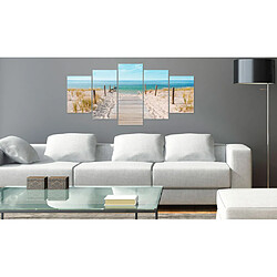 Decoshop26 Tableau toile de décoration murale impression premium en 5 parties sur châssis en bois motif Vers la mer 100x50cm 11_0017907