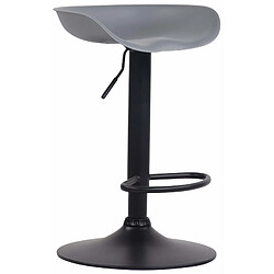 Decoshop26 Tabouret de bar assise réglable en hauteur et pivotant en plastique gris pieds tulipe en métal noir mat avec repose-pieds 10_0000385