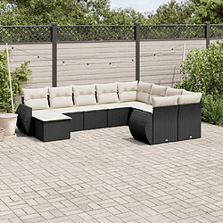 Maison Chic Salon de jardin 10 pcs avec coussins, Ensemble Tables et chaises d'extérieur noir résine tressée -GKD993158