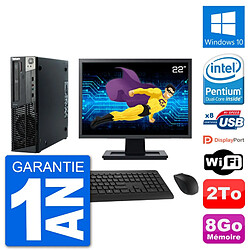 PC Lenovo M92p SFF Ecran 22" Intel G630 RAM 8Go Disque 2To Windows 10 Wifi · Occasion 