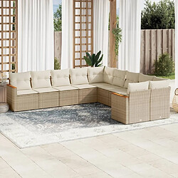 Maison Chic Salon de jardin avec coussins 10 pcs, Ensemble Tables et chaises de jardin, beige résine tressée -GKD216125