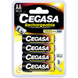 Cegasa 4 piles rechargeables accu AA LR6 1.2V 2100mAh 