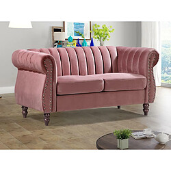 Acheter Vente-Unique Canapé chesterfield 2 places en velours vieux rose TRUMBO