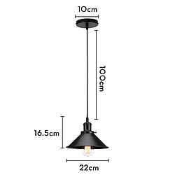 Stoex Lampes À Suspension Rétro Lustre Vintage 220Mm E27 (Noir) Plafonnier Industriel Abat-Jour en Métal Pour Loft Restaurant Café Bar pas cher