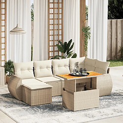 vidaXL Salon de jardin avec coussins 7 pcs beige résine tressée 