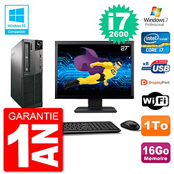 PC Lenovo M82 SFF Ecran 27" i7-2600 RAM 16Go Disque 1To Graveur DVD Wifi W7 · Occasion 