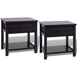 vidaXL Table de chevet 2 pcs Bois Noir