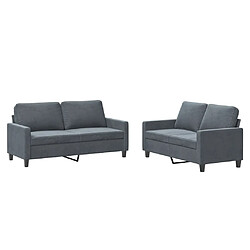 Maison Chic Ensemble de canapés 2 pcs avec coussins, Canapé droit Sofa pour Salon Gris foncé Velours -GKD496534