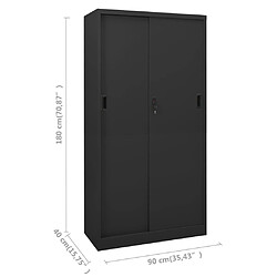 vidaXL Armoire de bureau et porte coulissante Anthracite 90x40x180 cm pas cher