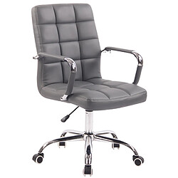 Decoshop26 Fauteuil de bureau sur roulettes hauteur réglable pivotant accoudoirs en PVC gris 10_0002462