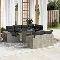 vidaXL Salon de jardin 11 pcs avec coussins gris clair résine tressée 