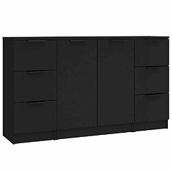 Maison Chic Lot de 3 Commode Buffet - Meuble de rangements noir bois d'ingénierie -GKD95750