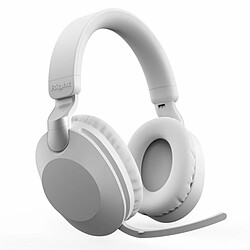 Casque Bluetooth Stéréo Musique Externe Pliant Casque De Jeu Sans Fil Avec Microphone Argent Blanc