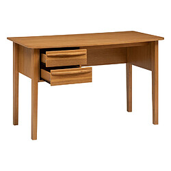 Pegane Table du bureau avec 2 tiroirs en bois coloris naturel - longueur 125 x Profondeur 55,5 x Hauteur 76,5 cm