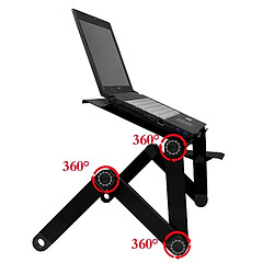 Avis Wewoo Support Holder noir pour Ordinateur Portable / 360 Degrés Réglable Pliable En Alliage D'aluminium Bureau Stand avec Cool Fans et Tapis de Souris