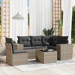 Maison Chic Salon de jardin 6 pcs avec coussins | Ensemble de Table et chaises | Mobilier d'Extérieur gris résine tressée -GKD98044