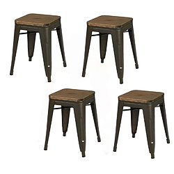 Urban Living Lot de 4 tabourets vintage Liv H46 cm - Gris industriel Urban Living - Lot de 4 tabourets vintage Liv H46 cm - Gris industriel - Industriel