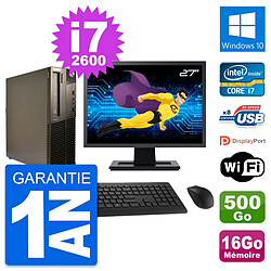 PC Lenovo M82 SFF Ecran 27" Intel i7-2600 RAM 16Go Disque 500Go Windows 10 Wifi - Occasion