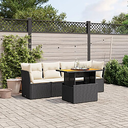 vidaXL Salon de jardin 5 pcs avec coussins noir résine tressée 