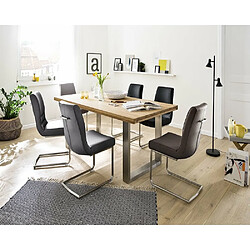 Inside 75 Table extensible DUBLIN 180 x 100 cm chêne sauvage acier brosse pas cher