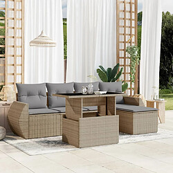 vidaXL Salon de jardin avec coussins 6 pcs beige résine tressée 