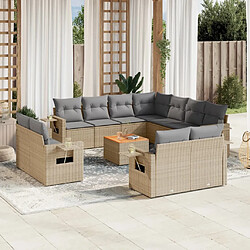 vidaXL Salon de jardin et coussins 12 pcs mélange beige résine tressée 