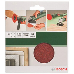 Bosch 2609256B43 Disques abrasifs papier pour Meuleuses angulaires et perceuses Système auto-agrippant Diamètre 125 mm grain 60 Lot de 5 feuilles