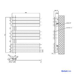 EMKE Radiateur Panneau, Sèche-serviette eau Chaude, Porte-Serviettes Pour Le Chauffage de la Salle de Bain, Chauffe Serviettes à Température Constante, 76x60cm, 503W, Anthracite pas cher