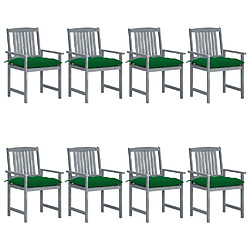 Maison Chic Lot de 8 Chaises de jardin,Fauteuil d'extérieur avec coussins Bois d'acacia solide Gris -MN54793