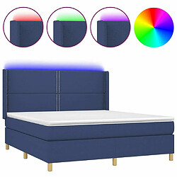 Sommier à lattes,Cadre à lattes de lit pour Adulte matelas et LED Bleu 160x200 cm Tissu -MN10393