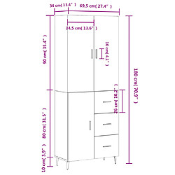 vidaXL Buffet haut Chêne fumé 69,5x34x180 cm Bois d'ingénierie pas cher