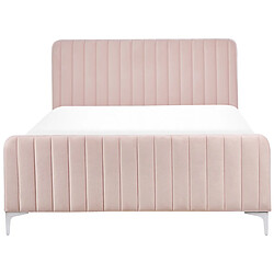 Acheter Beliani Lit double en velours rose 140 x 200 cm LUNAN