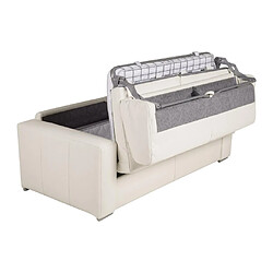 Vente-Unique Canapé 3 places convertible express 100% cuir de buffle blanc matelas 14 cm. DELECTEA II pas cher