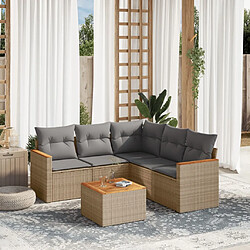 vidaXL Salon de jardin avec coussins 6 pcs beige résine tressée