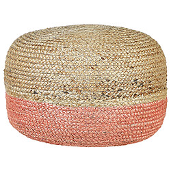 Beliani Pouf en jute rose 50 x 40 cm DUKI