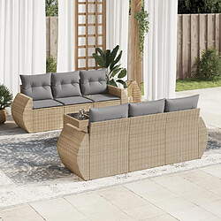 vidaXL Salon de jardin avec coussins 7 pcs beige résine tressée 