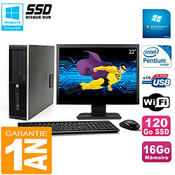 PC HP Compaq 8300 SFF Ecran 22" Intel G850 RAM 16Go Disque 120 Go SSD Wifi W7 · Occasion 