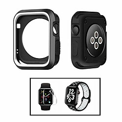 PHONECARE Kit Coque Military DoubleColor + Bracelet Bicolore SportStyle + Film de Hydrogel pour Apple Watch Series 4 - 44mm - Noir / Blanc