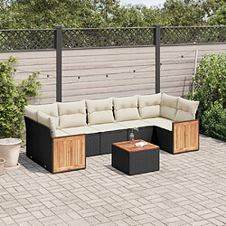 vidaXL Salon de jardin 8 pcs avec coussins noir résine tressée