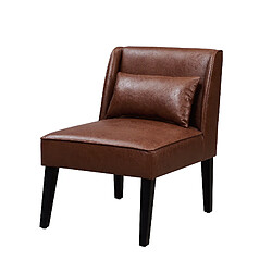 Fauteuil chaise de repos lecture Relaxation moderne en faux cuir brun avec coussins Teamson Home Marc VNF-00087-EU