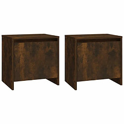 Maison Chic Lot de 2 Tables de chevet,Table de nuit,Table d'appoint pour salon chêne fumé 45x34x44,5 cm bois ingénierie -MN96710