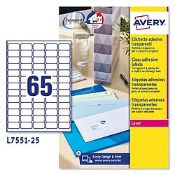 Adhésifs/étiquettes Avery Transparent 210 x 297 mm 25 Volets