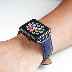 Acheter Wewoo Bande de montre-bracelet en cuir véritable d'autruche pour Apple Series Series 3 & 2 & 1 42mm bleu